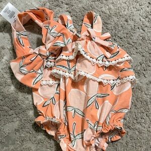 Jessica Simpson Peach and White Ruffled One Piece